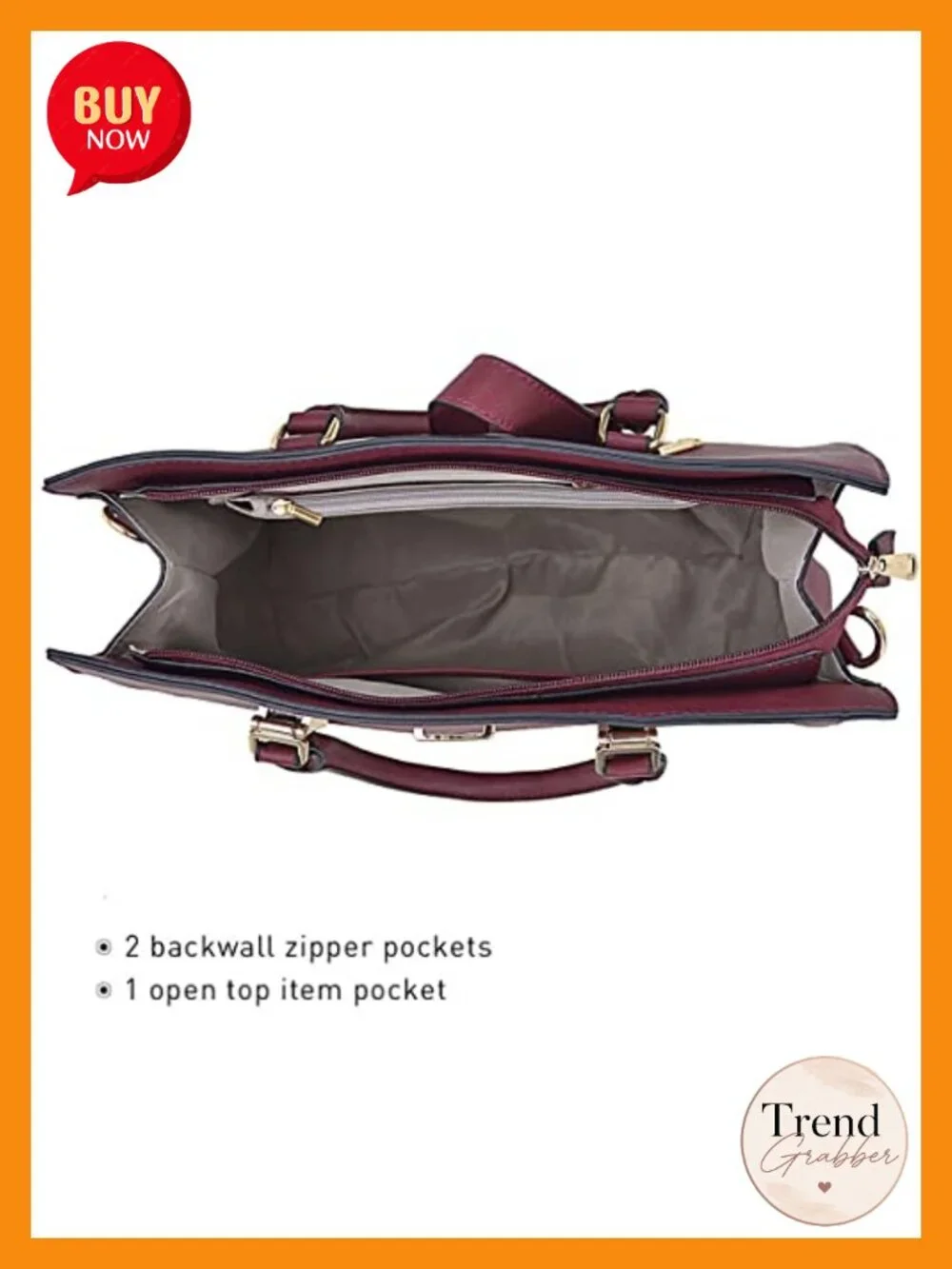 Vegan Leather Satchel Handbag with Matching Wristlet, Top Handle & Crossbody